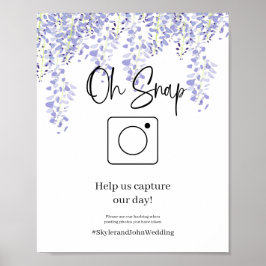 Poster Pôster de Hashtag de Casamento Oh Snap Wisteria