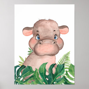 Poster Pôster de Hipopótamo Bebê na Selva Safari