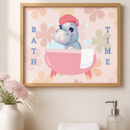 Poster Pôster de Hora do Banho do Bebê Hipopótamo