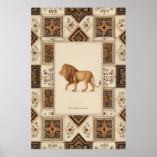 Poster Pôster de Ilustração de Leão Arte de Vida Selvagem