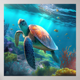 Poster Pôster de Imagem Personalizada de Tartaruga Marinh