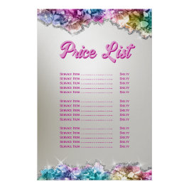 Póster Poster de Lista de Preços de Cristais Iridescentes
