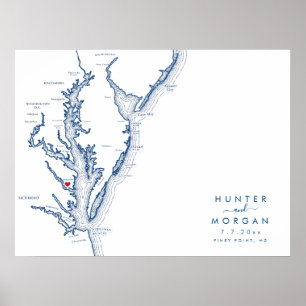 Poster Pôster de Mapa de Casamento Moderno para Livro de