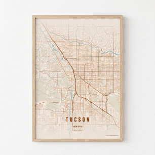 Poster Pôster de Mapa de Terracota de Tucson - Presente d