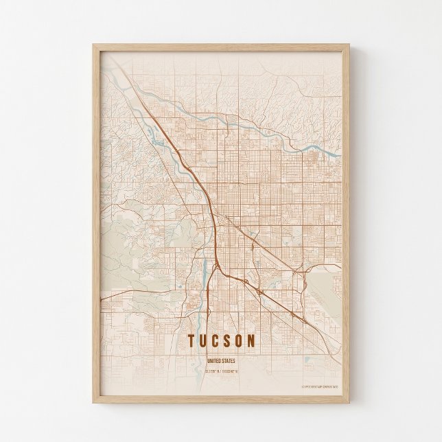 Poster Pôster de Mapa de Terracota de Tucson - Presente d (Criador carregado)