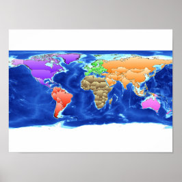Poster Pôster de Mapa Mundial Abstrato