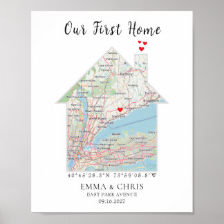 Poster Pôster de Mapa Personalizado da Nossa Primeira Cas