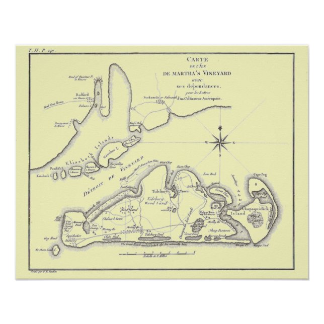 Póster Poster de Martha's Vineyard Island 1784 (Frente)