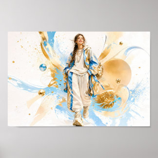 Poster Pôster de Moda Streetwear Blue Gold Vibe