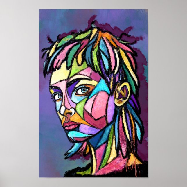Poster Pôster de Mulher de Arte Pintada (Frente)