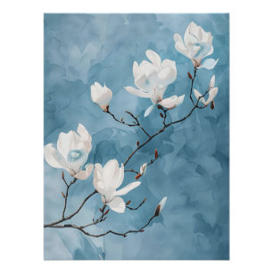 Póster Poster de Muro de Arte Azul Magnolia