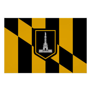 Póster Poster de muro patriótico com bandeira de Baltimor