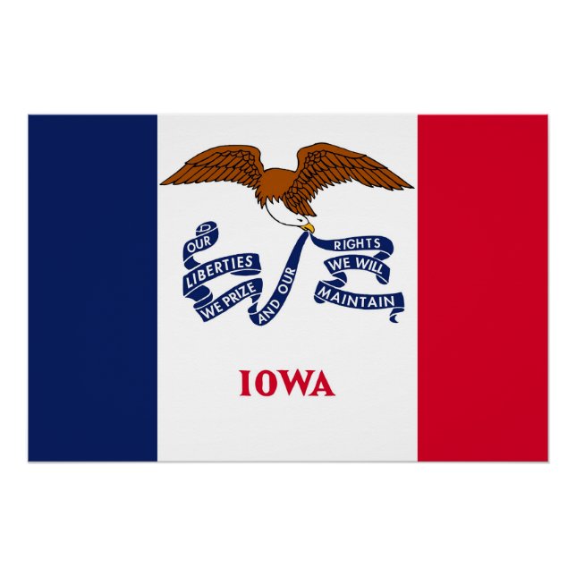Póster Poster de muro Patriótico com Bandeira de Iowa (Frente)