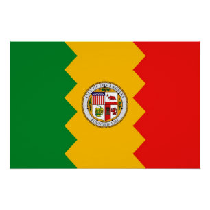 Póster Poster de muro patriótico com bandeira de Los Ange