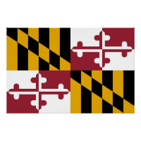 Poster de muro patriótico com bandeira de Maryland