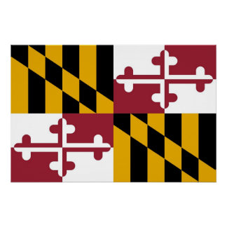 Póster Poster de muro patriótico com bandeira de Maryland