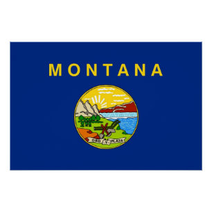 Póster Poster de muro patriótico com bandeira de Montana