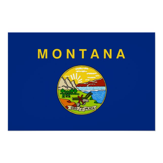 Póster Poster de muro patriótico com bandeira de Montana (Frente)