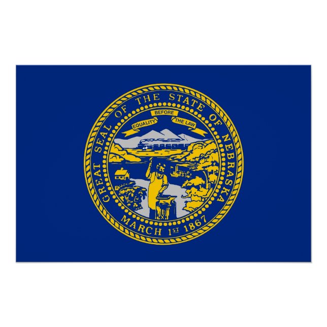 Póster Poster de muro patriótico com bandeira de Nebraska (Frente)