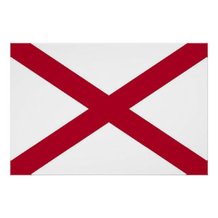 Póster Poster de muro Patriótico com Bandeira do Alabama,
