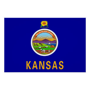 Póster Poster de muro Patriótico com Bandeira do Kansas