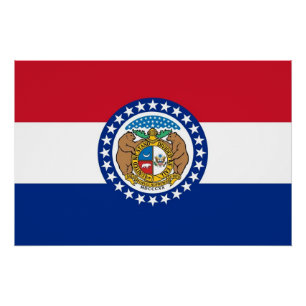 Póster Poster de muro patriótico com bandeira do Missouri