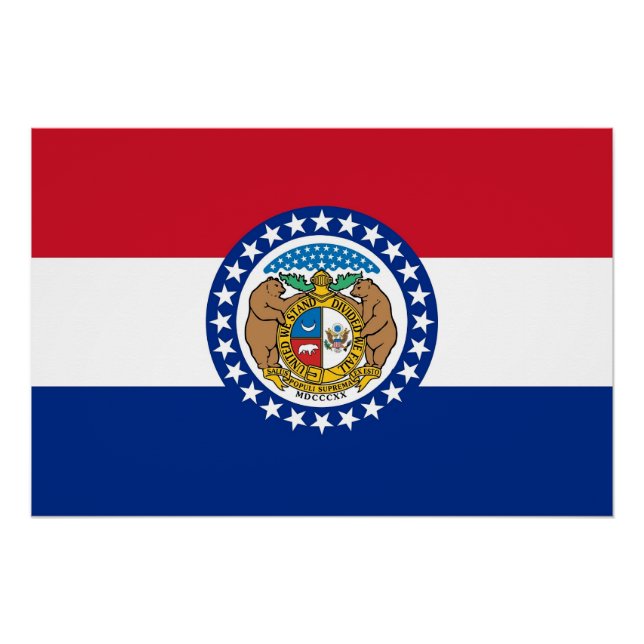 Póster Poster de muro patriótico com bandeira do Missouri (Frente)