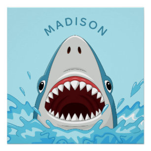 Póster poster de nome personalizado de Shark engraçado