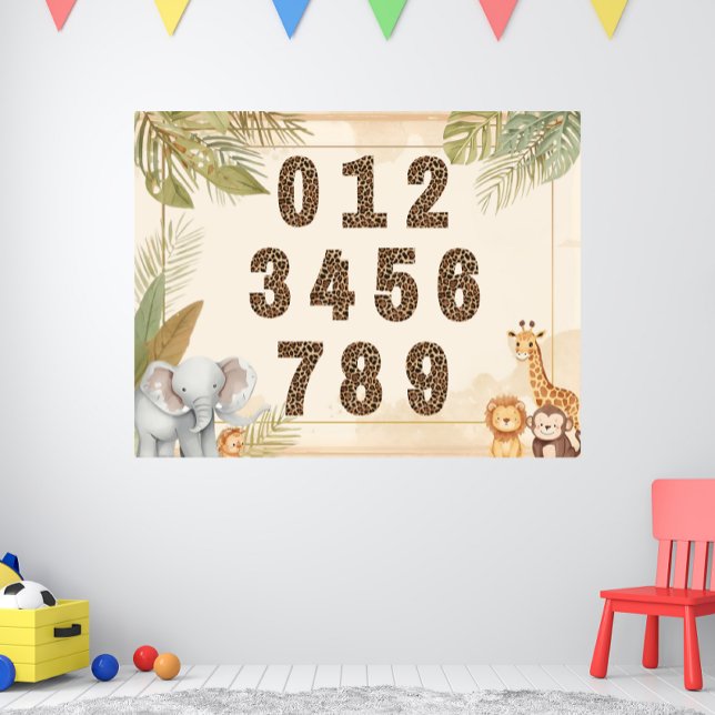 Poster Pôster de Números Safari Berçário Boho Animais da  (Criador carregado)