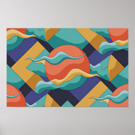 Poster Pôster de Ondas Geométricas Abstratas