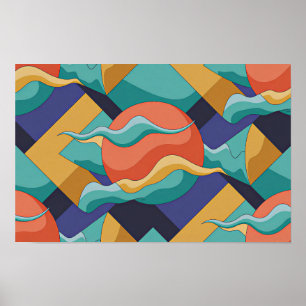 Poster Pôster de Ondas Geométricas Abstratas