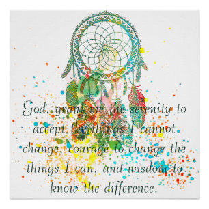 Póster Poster de oração de serenidade com respingos de ap