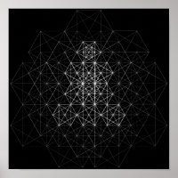 Pôster de Padrão Abstrato de Geometria Preto e Bra