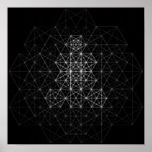 Pôster de Padrão Abstrato de Geometria Preto e Bra