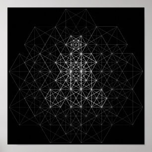 Póster Pôster de Padrão Abstrato de Geometria Preto e Bra
