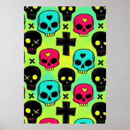 Poster Pôster de Padrão de Caveira