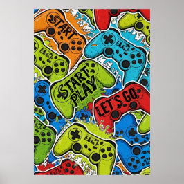 Poster Pôster de Padrão de Gamer