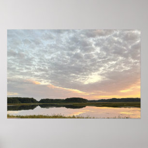 Poster Pôster de Paisagem Aquática com Reflexos do Pôr do