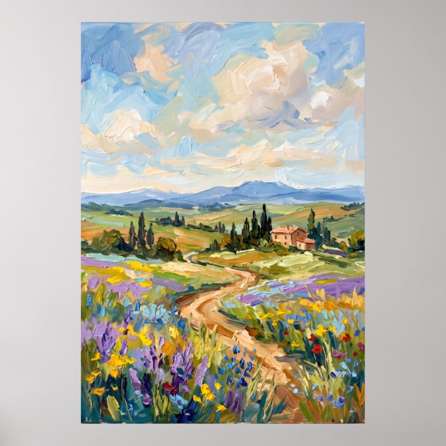 Poster Pôster de Paisagem do Caminho de Flores Silvestres (Frente)