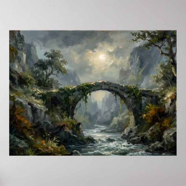 Poster Pôster de Paisagem Espiritual da Ponte ao Luar (Frente)