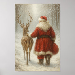 Poster Pôster de papel mágico de Natal com Papai Noel e R