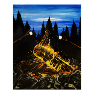 Póster Pôster de Parede Acampamento Aconchegante ao Pôr d