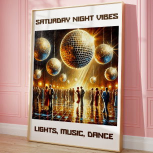 Poster Pôster de Parede de Discoteca com Vibrações Noturn