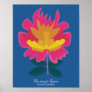 Poster Pôster de parede de jardim floral azul moderno per