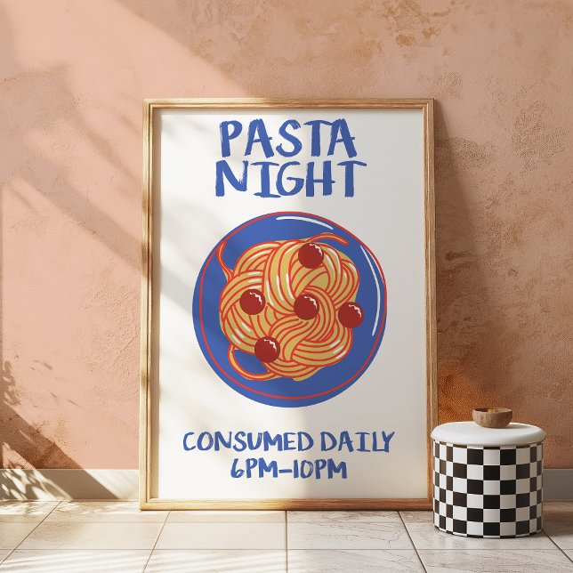Poster Pôster de Parede Noite de Macarrão Cozinha Retro C (Criador carregado)