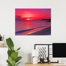 Poster Pôster de Parede Praia do Pôr do Sol Tropical