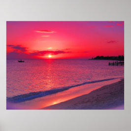 Poster Pôster de Parede Praia Pôr do Sol Tropical