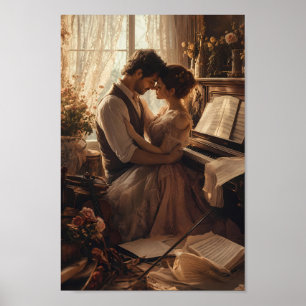 Poster Pôster de Parede Romântico para Amantes de Piano