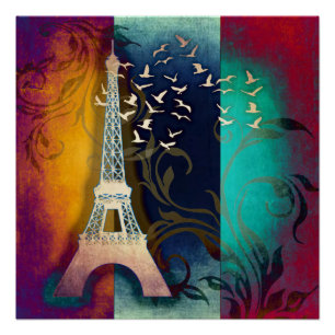 Póster Poster de pássaros de Paris