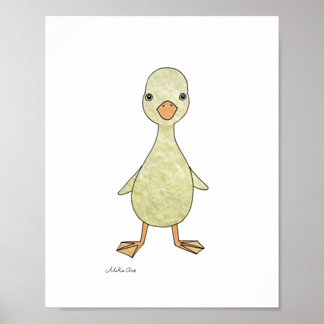 Póster Pôster de Pato Fofo Fazenda Bebê Animal Arte de Pá (Frente)